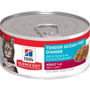 Hill's Science Diet Adult Tender Ocean Fish Dinner Canned Cat Food (5.5 oz x 24 cans)
