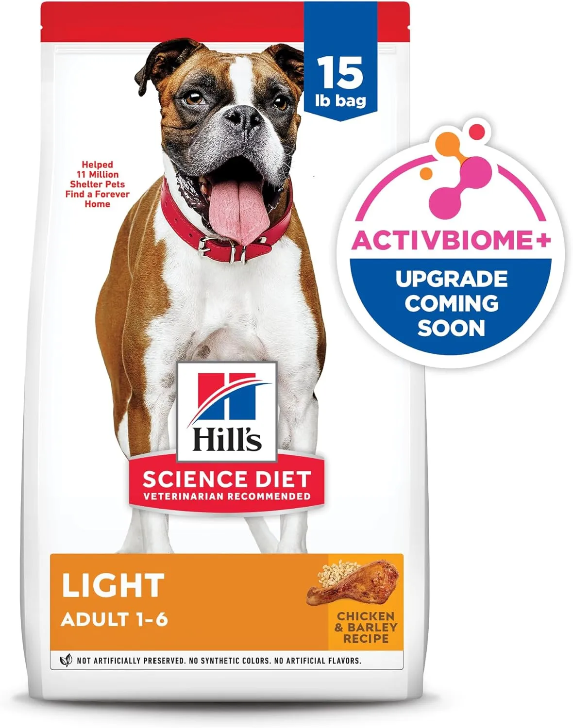 Hill's Science Diet Light , Adult 1-6, Weight Management Support, Dry Dog Food, Chicken & Barley, 15 lb Bag