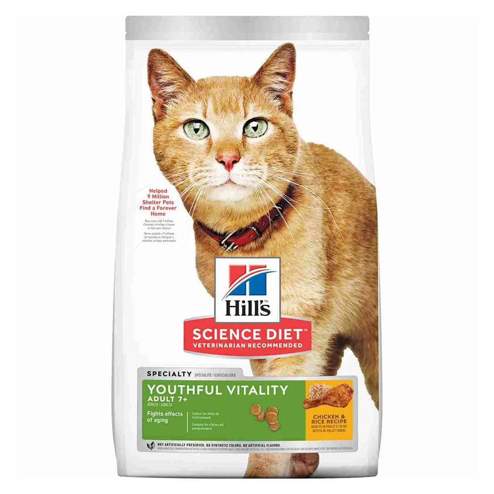 Hill's Science Diet Youthful Vitality Feline Adult 7  Chicken and Rice 3lb