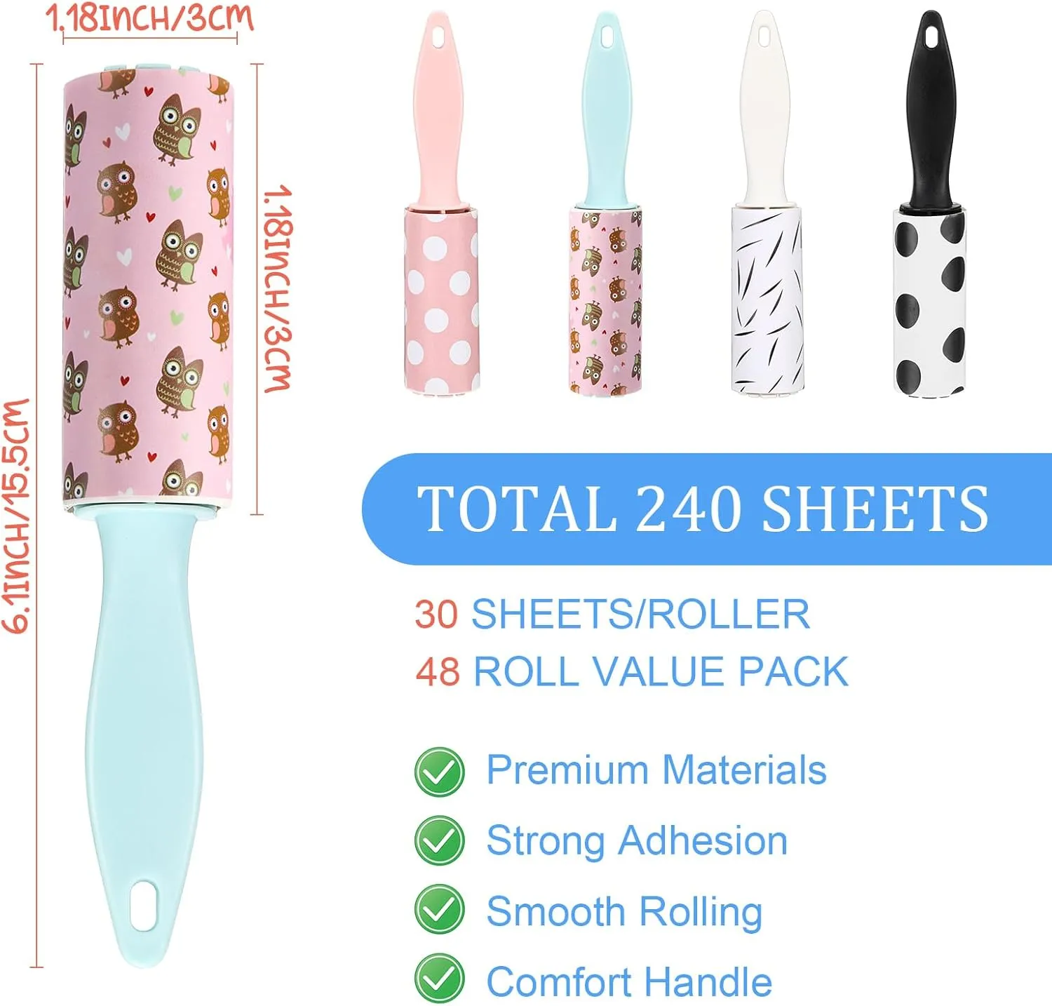 Hushee 48 Pcs Mini Lint Rollers for Pet Hair Lint Roller Travel Size Clothes Roller Lint Removers Sticky Lint Removing Tool for Clothes, Gift Bags, Pet Hair Removal