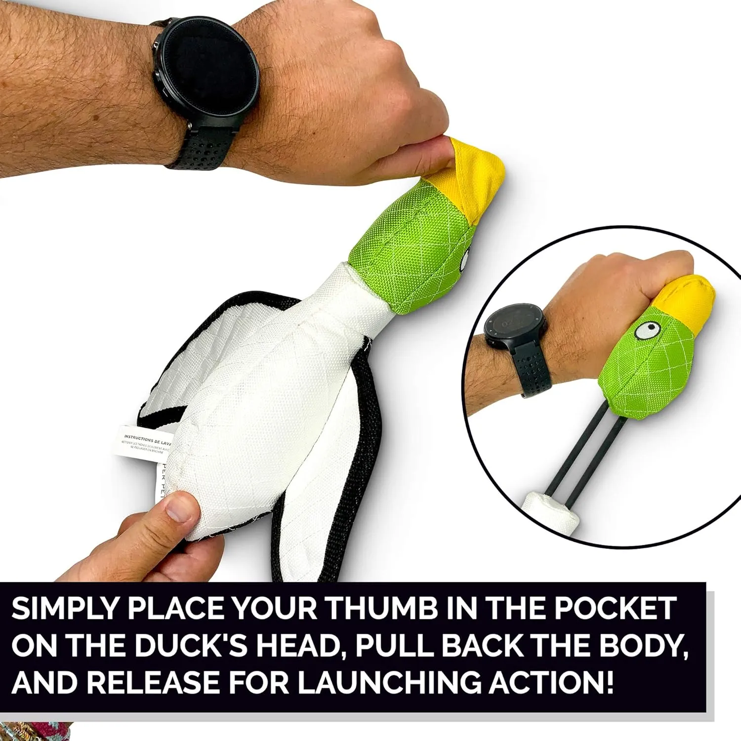 Hyper Pet Flying Series Interactive Dog Toys - Large Duck Slingshot Fetching Dog Toy - Floats on Water