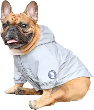 iChoue Dog Cold Weather Coats Reflective Safety Jackets Water Resistant Raincoats All Made Up of High Reflection Fabric Keep Dogs Visible for French English Bulldog Bully Pitbull - Silvery, Small