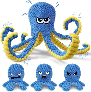 Interactive Dog Toys, 4 Pcs Hide and Seek Squeaky Puppy toys To Keep Them Busy, Crinkle Plush Dog Puzzle Toy, Durable Stuffed Octopus Puppy Toy, Funny Dog Toys for Small Meidum Large Dogs