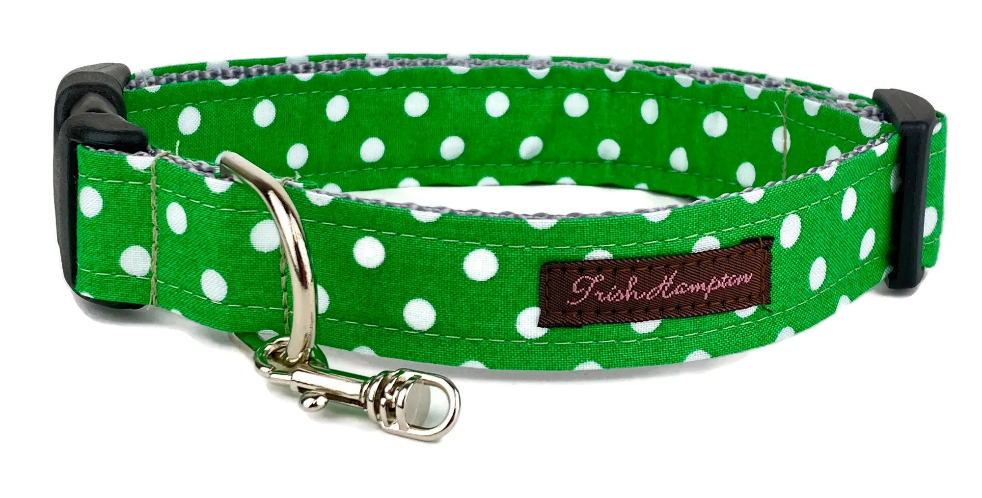 Kelly Green/White Polka Dot Dog Collar - 503