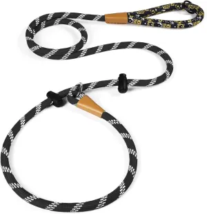 lynxking Slip Lead Dog Leash Reflective, Heavy Duty Comfortable Strong Rope for Large Medium Small Dogs No Pull Pet Training (Black, Large 1/2in x 6ft-Slip Lead)