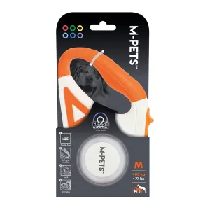 M-PETS Flash Retractable Leash White & Orange