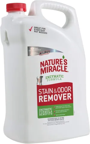 Natures Miracle Stain And Odor Remover Dog 1.33 Gallons, Odor Control Formula, AccuShot Sprayer Refill 170 fl oz, Tough on Dog Urine, Feces, Vomit, Drool and Other Organic Stains and Odors