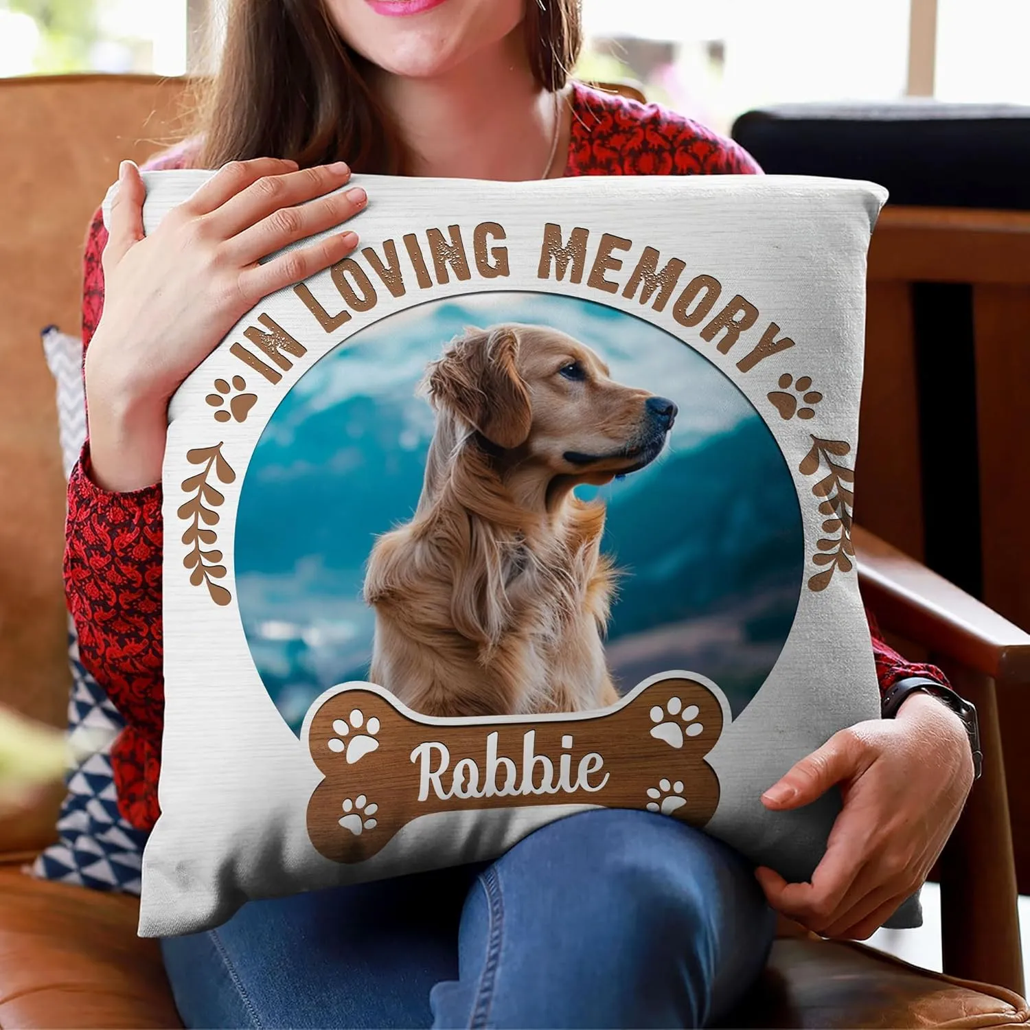 Personalized Pet Photo Memorial Pillow with Insert 12"x12" Double-Sided Printed Sympathy Gifts for Loss of Dog - Dog Remembrance Bereavement Gifts - Custom Memorial Gifts Pillow Home Decor