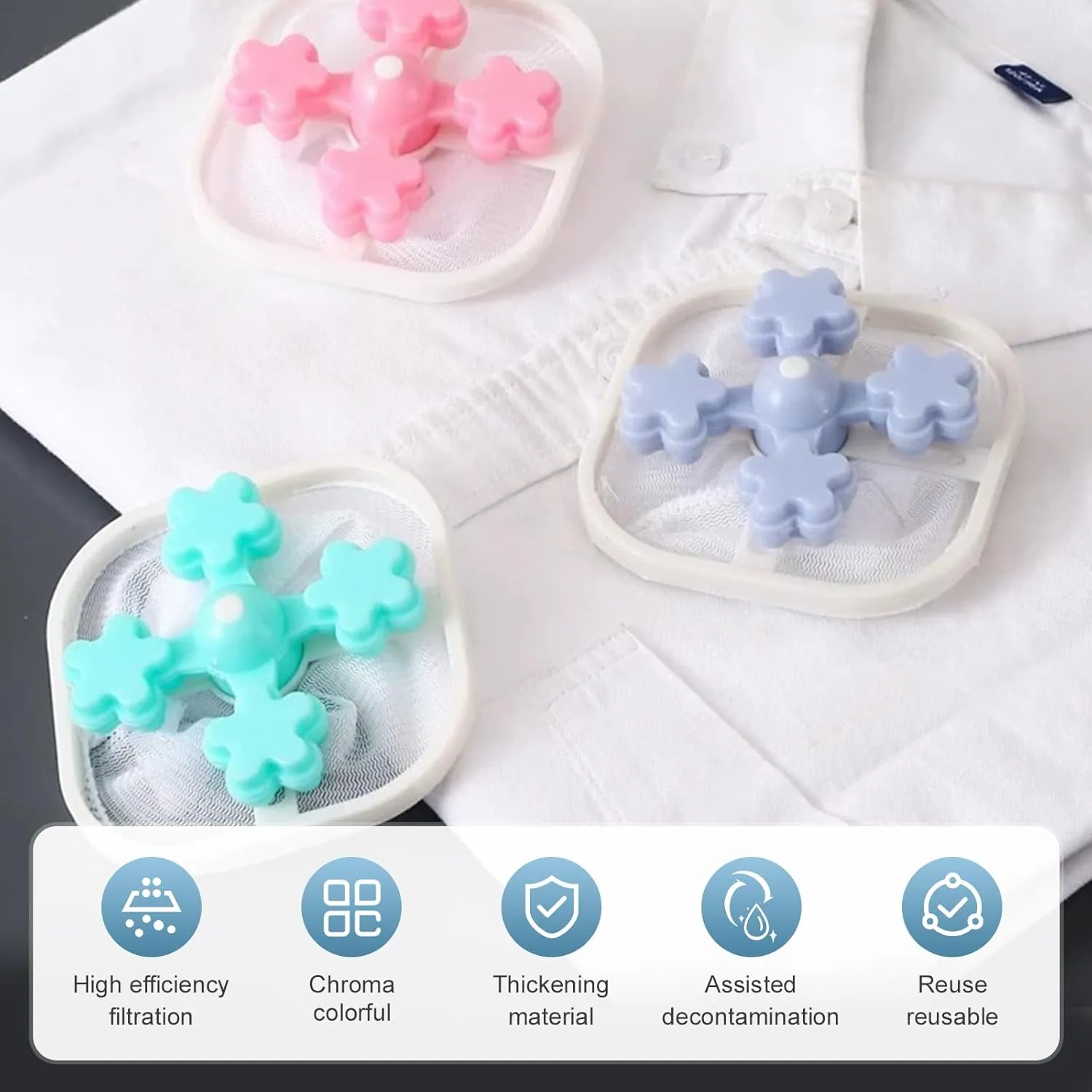 Pet Hair Remover Mesh Bag for Laundry, 3/6 Pack Floating Hair Filtering Mesh Removal, Reusable Lint Catcher for Washing Machine, Dog Cat Hair Filter (3, Mix)