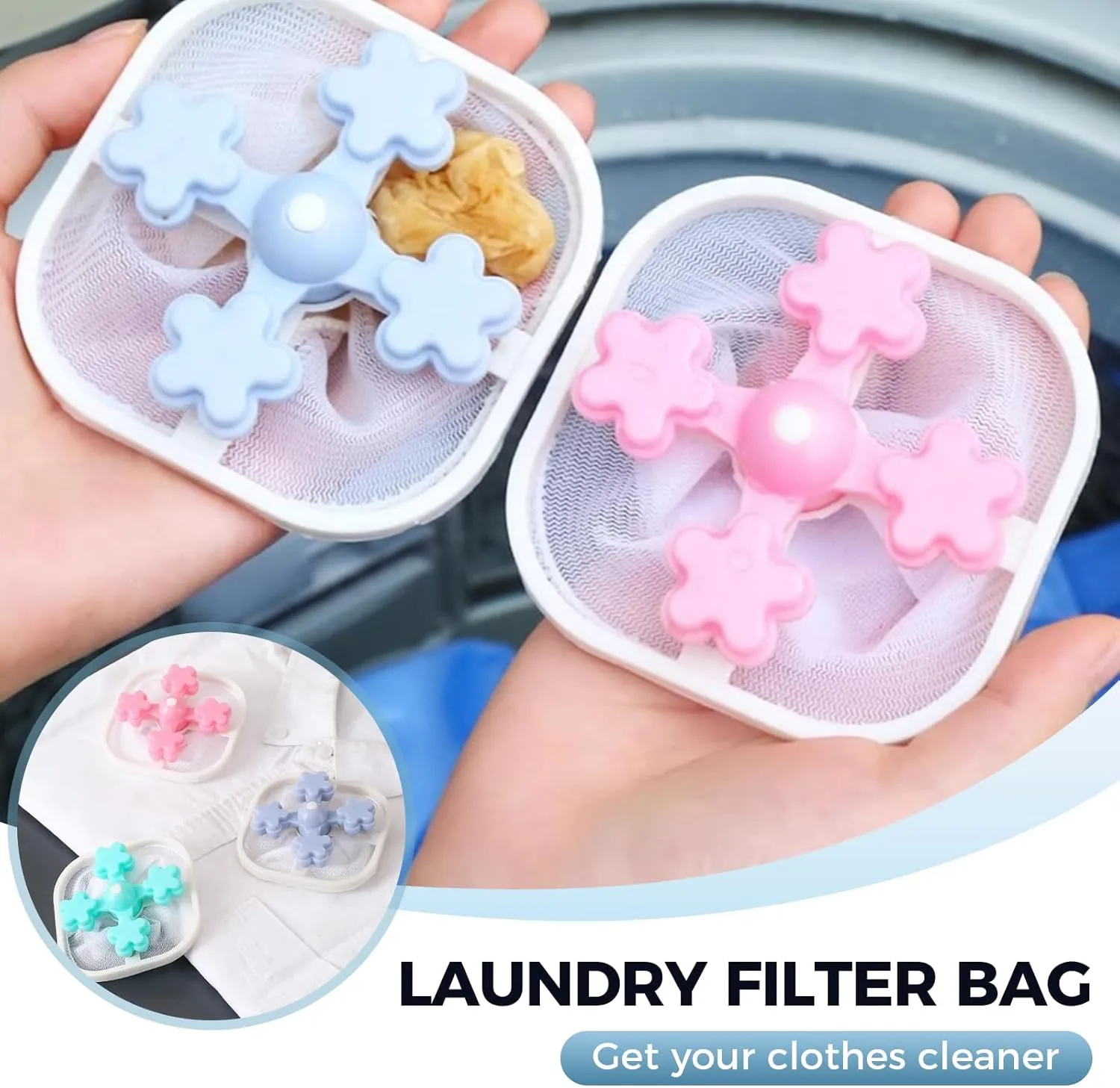Pet Hair Remover Mesh Bag for Laundry, 3/6 Pack Floating Hair Filtering Mesh Removal, Reusable Lint Catcher for Washing Machine, Dog Cat Hair Filter (3, Mix)