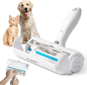 Pet Hair Remover, Reusable Lint Roller with Self-Cleaning Base, for Dogs and Cats Hair on Furniture, Couch, Carpet (Blue)