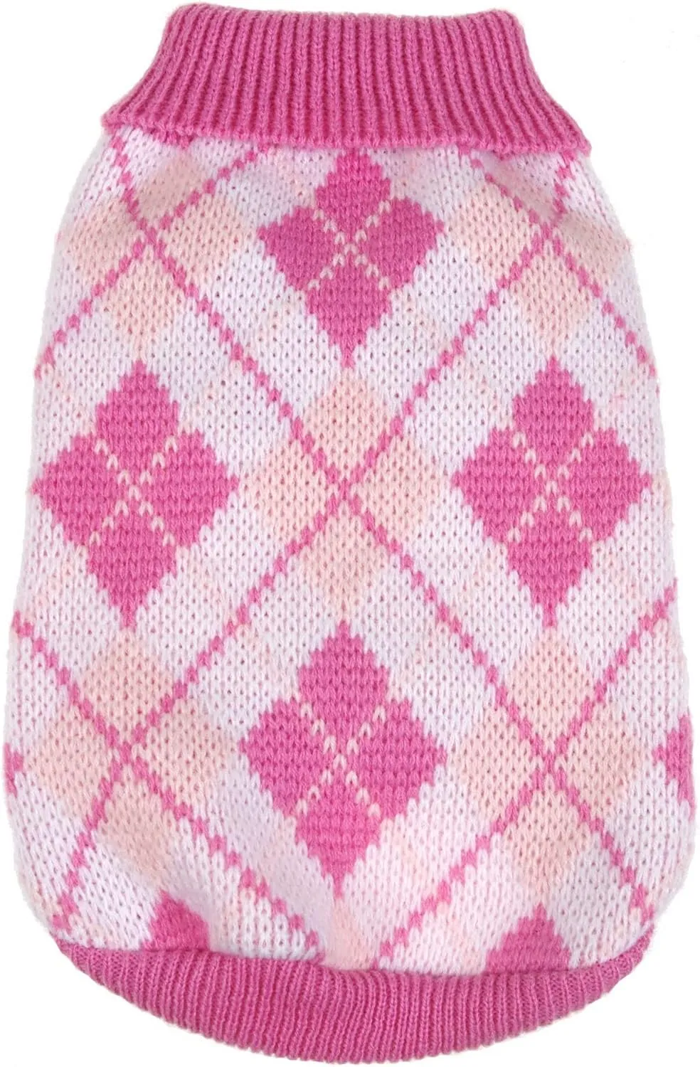 Pet Life  Argyle Style Weaved Pet Sweater - Designer Heavy Cable Knitted Dog Sweater with Turtle Neck - Winter Dog Clothes Designed to Keep Warm