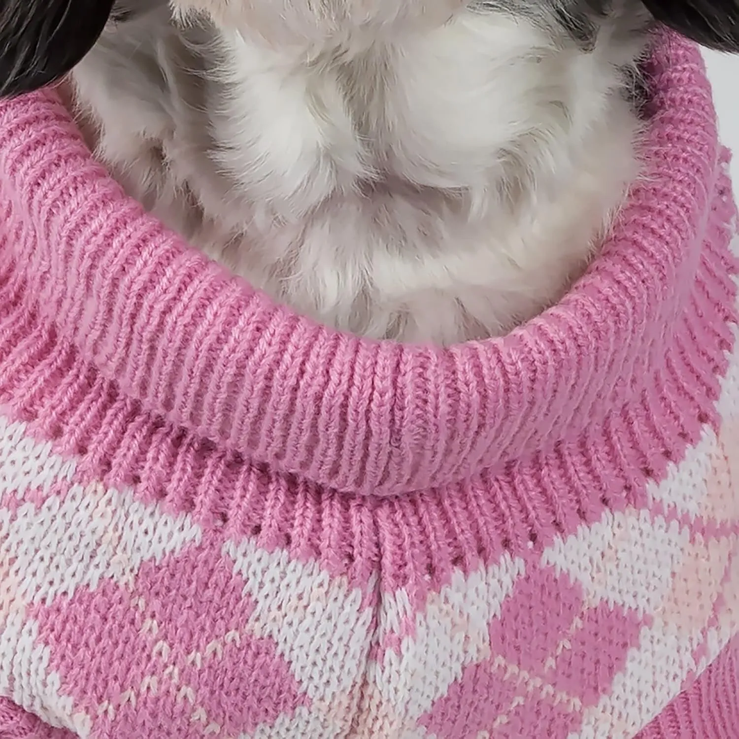 Pet Life  Argyle Style Weaved Pet Sweater - Designer Heavy Cable Knitted Dog Sweater with Turtle Neck - Winter Dog Clothes Designed to Keep Warm