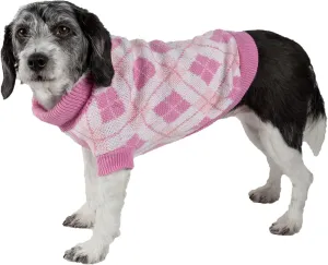 Pet Life  Argyle Style Weaved Pet Sweater - Designer Heavy Cable Knitted Dog Sweater with Turtle Neck - Winter Dog Clothes Designed to Keep Warm