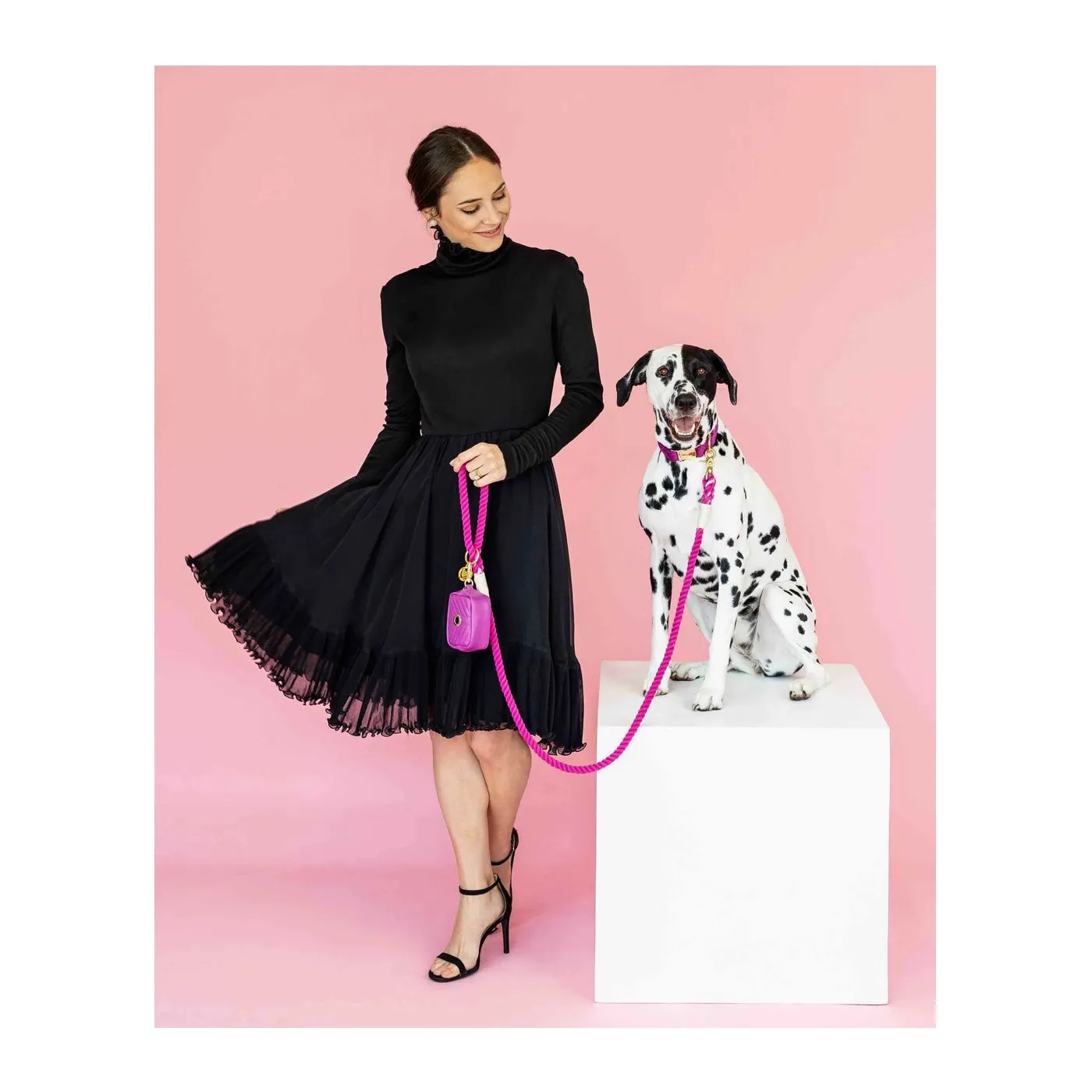 Pink Papyrus Cotton Rope Bree Bright Pink Dog Leash