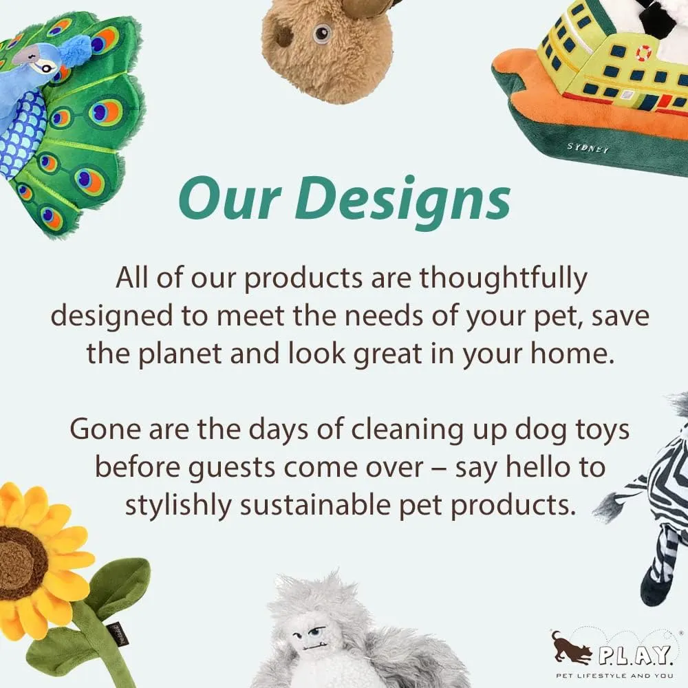 P.L.A.Y. Cute Plush Dog Toys - Fruit & Vegetable Themed Durable Squeaker Chew Toy, Great for Puppies & Small, Medium, Large Dogs - Machine Washable, Recycled Materials (Garden Fresh Peapod, X-Small)