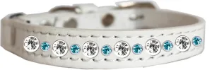 Posh Jeweled Dog Collar White With Aqua Size 12
