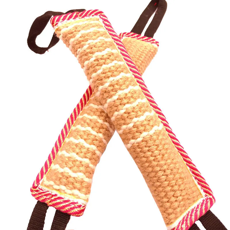 Professional Dog Bite Training Set Dog Tug Toy Jute Bite Pillow with 2 Handles