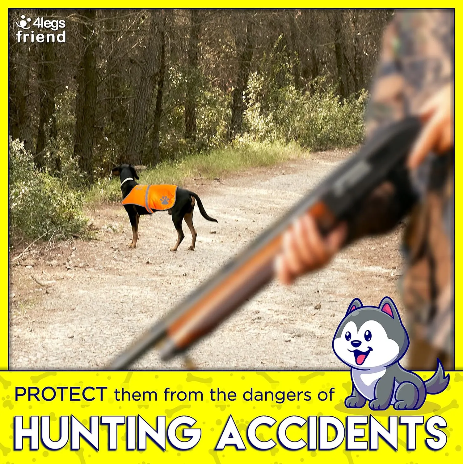 Reflective Dog Vest. Hi-Visibility, Blaze Orange Oxford 300D Waterproof Dog Vest Helps Protect Your Best Friend. Safeguard Your PUP from Motorists & Hunting Accidents, On or Off Leash