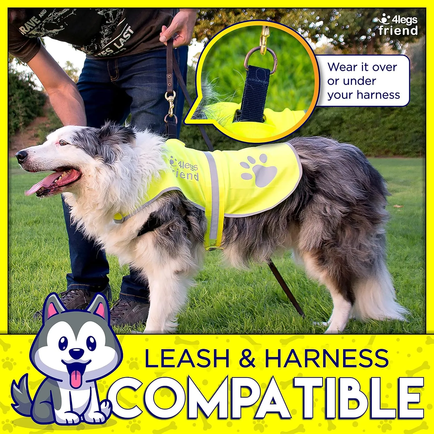 Reflective Dog Vest. Hi-Visibility, Blaze Orange Oxford 300D Waterproof Dog Vest Helps Protect Your Best Friend. Safeguard Your PUP from Motorists & Hunting Accidents, On or Off Leash