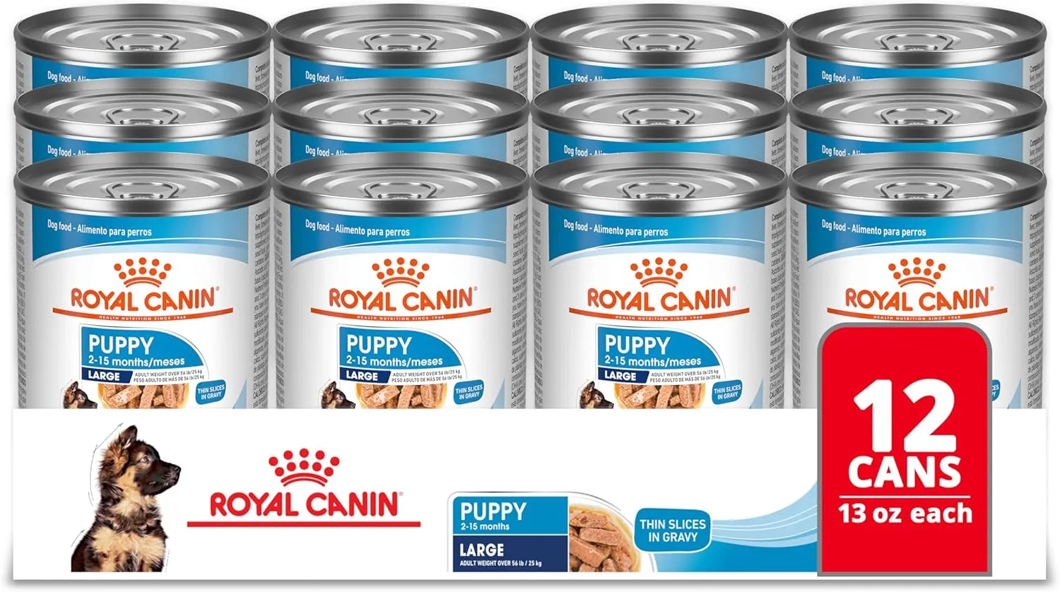 Royal Canin Size Health Nutrition Large Puppy Thin Slices in Gravy Wet Dog Food, 13 oz can (12-count)