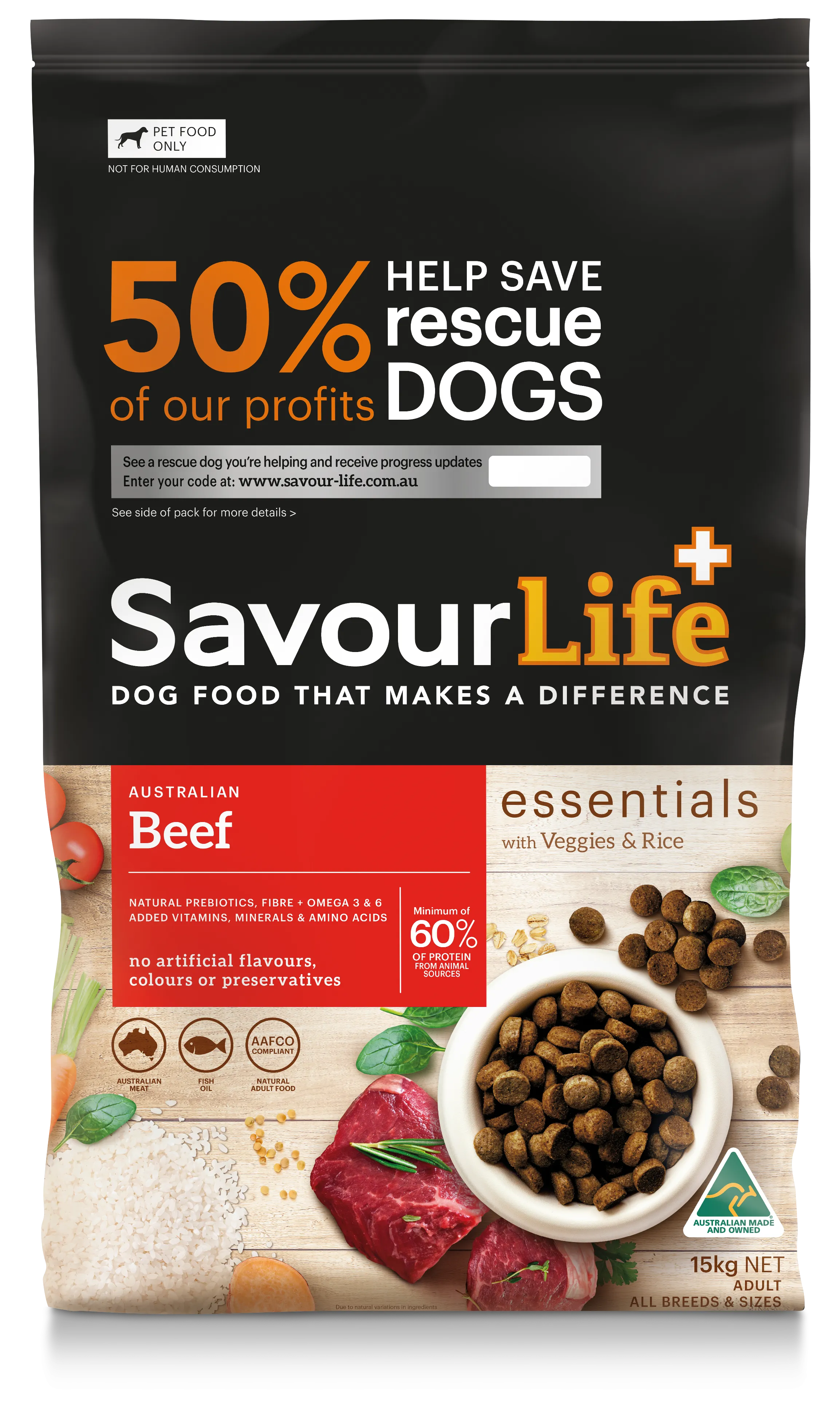 SavourLife - Essentials Beef Dog Dry Food (15kg)