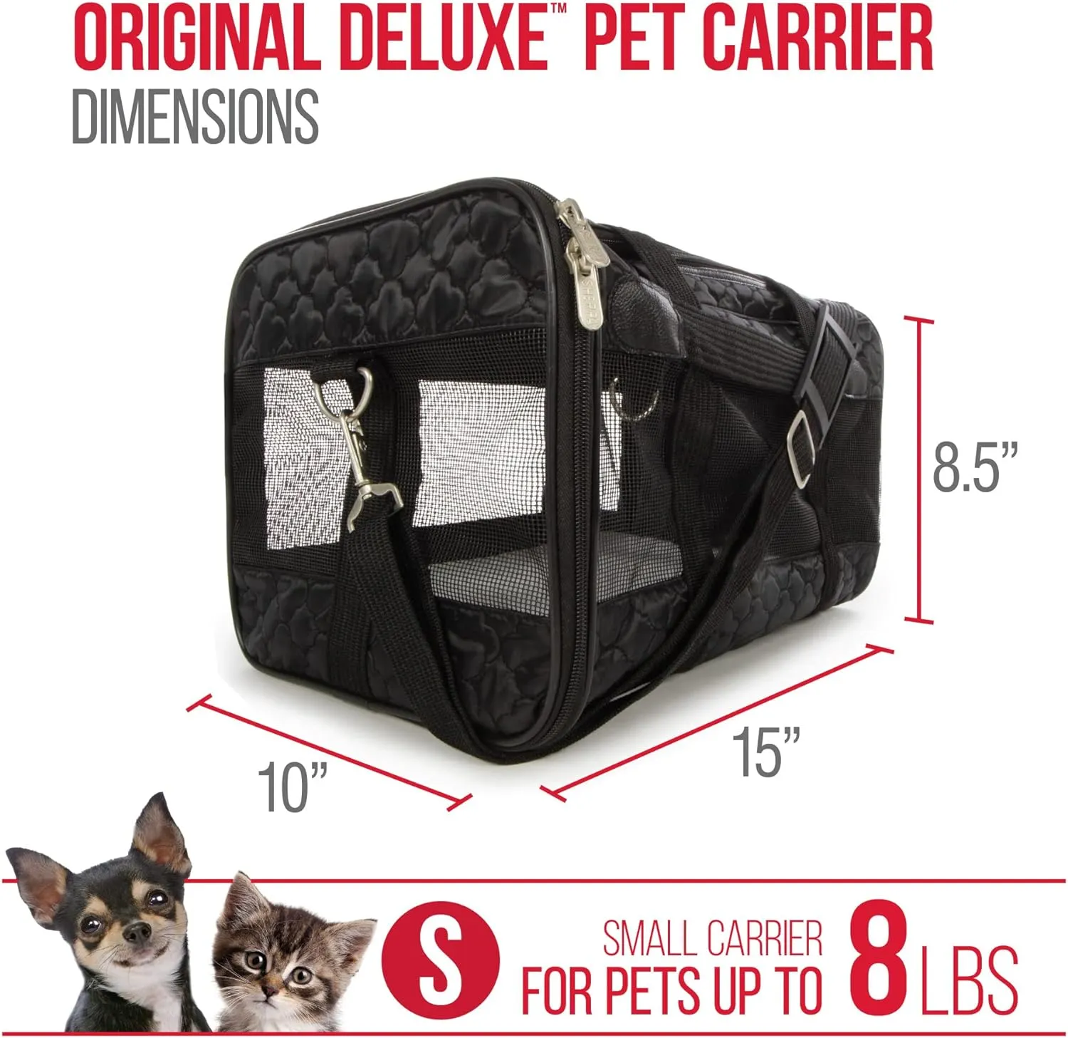 Sherpa Original Deluxe Travel Pet Carrier, Airline Approved & Guaranteed On Board - Black Lattice, Small