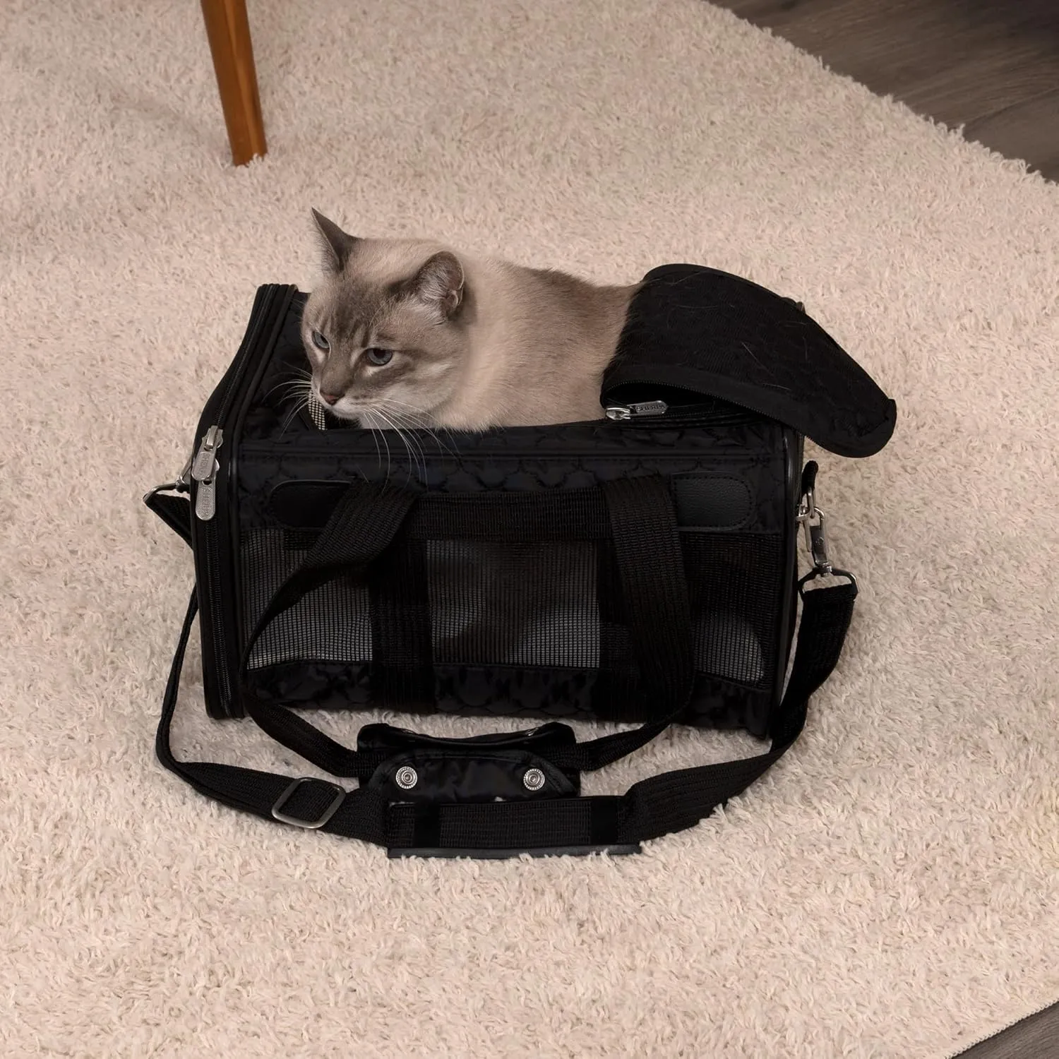 Sherpa Original Deluxe Travel Pet Carrier, Airline Approved & Guaranteed On Board - Black Lattice, Small