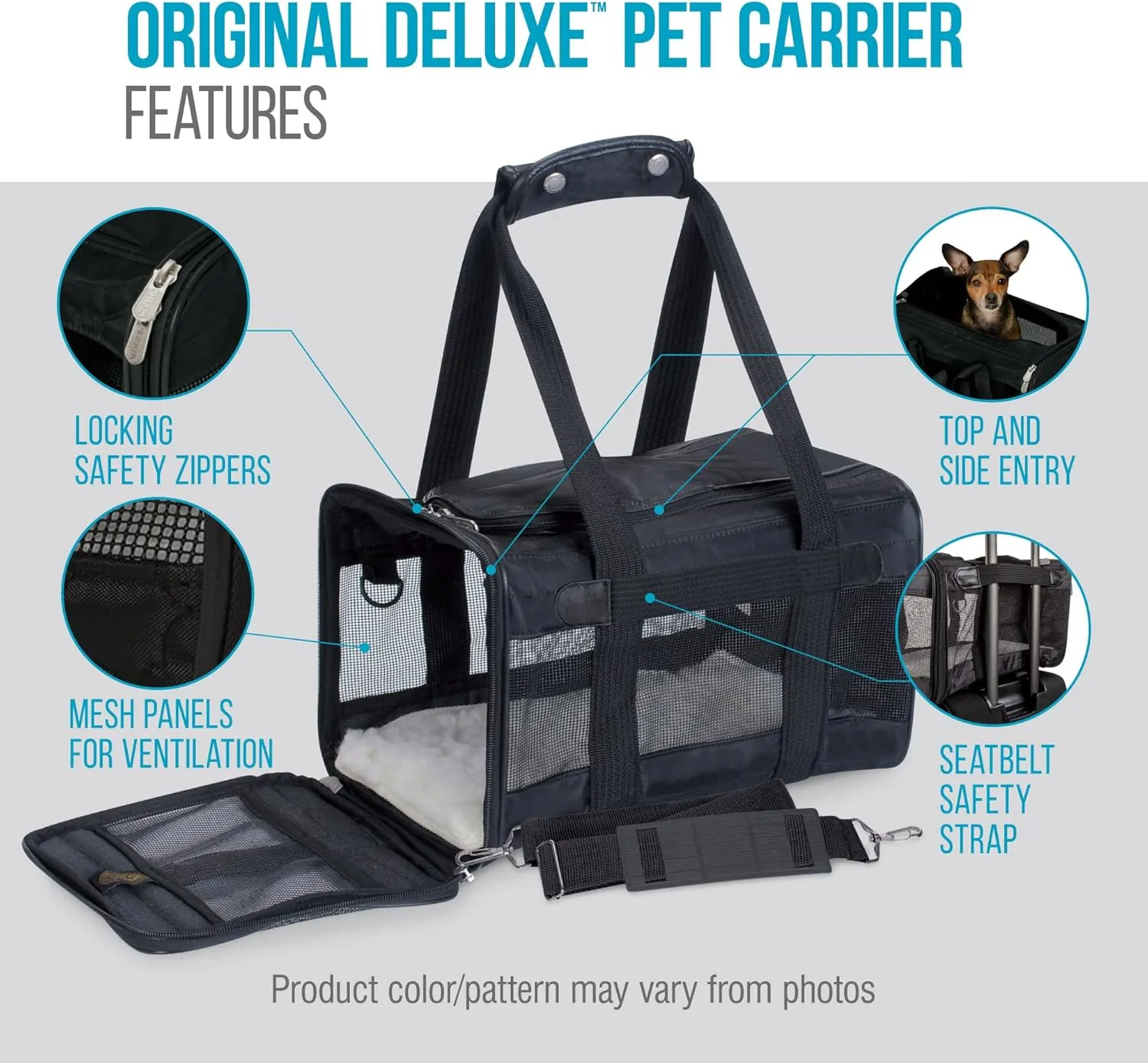 Sherpa Original Deluxe Travel Pet Carrier, Airline Approved & Guaranteed On Board - Black Lattice, Small