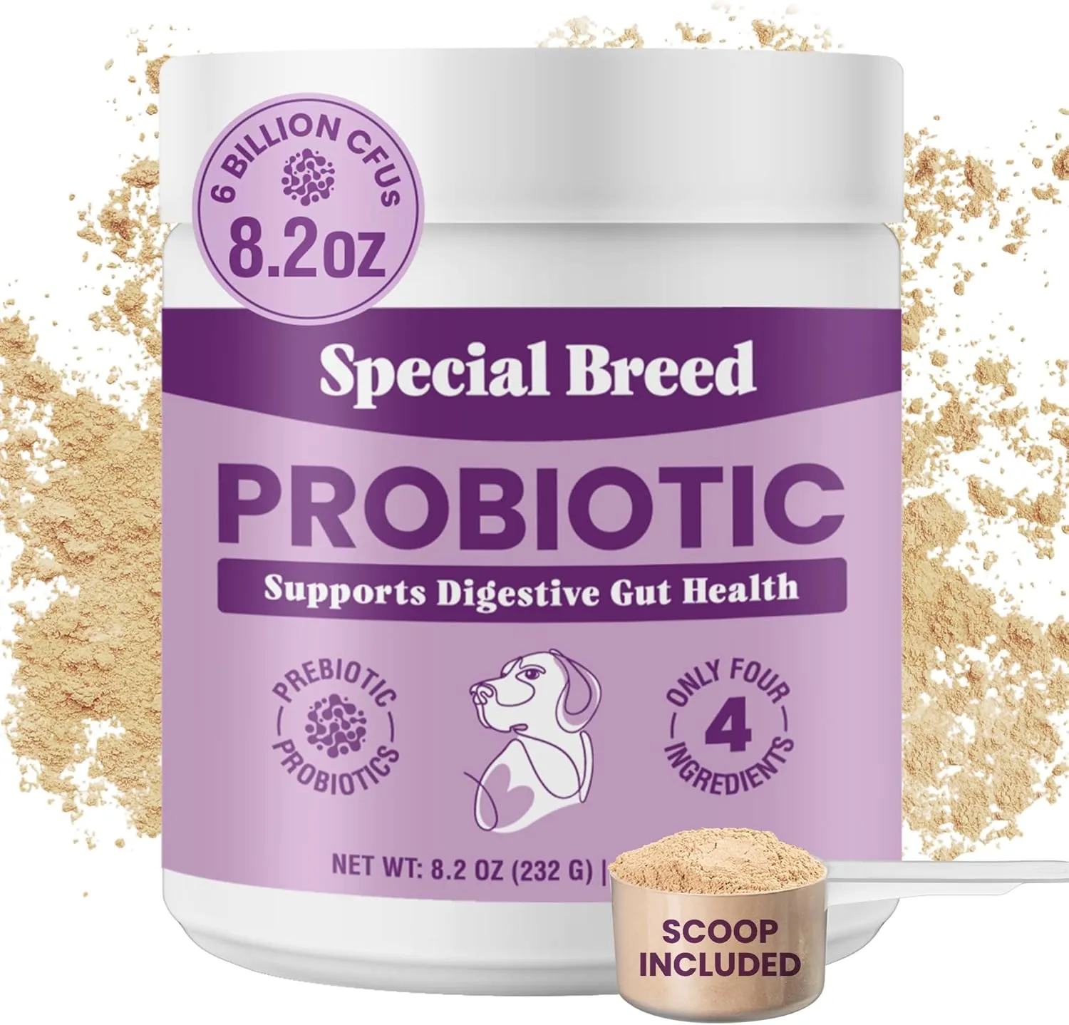 Special Breed Probiotic Powder for Dogs - Probiotics Digestive Supplement with Bone Broth for Your Dog, Supports Healthy Pet Digestion, 8.2 oz