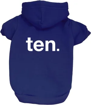 Ten 10th Birthday Dog Hoodie Fleece Lined Pullover Sweatshirt with Leash Hole (Royal Blue, Large 1034)