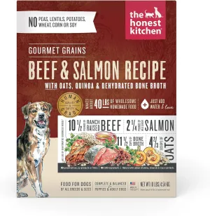 The Honest Kitchen Human Grade Dehydrated Gourmet Grains Dog Food - Beef & Salmon, 10 Pound Box