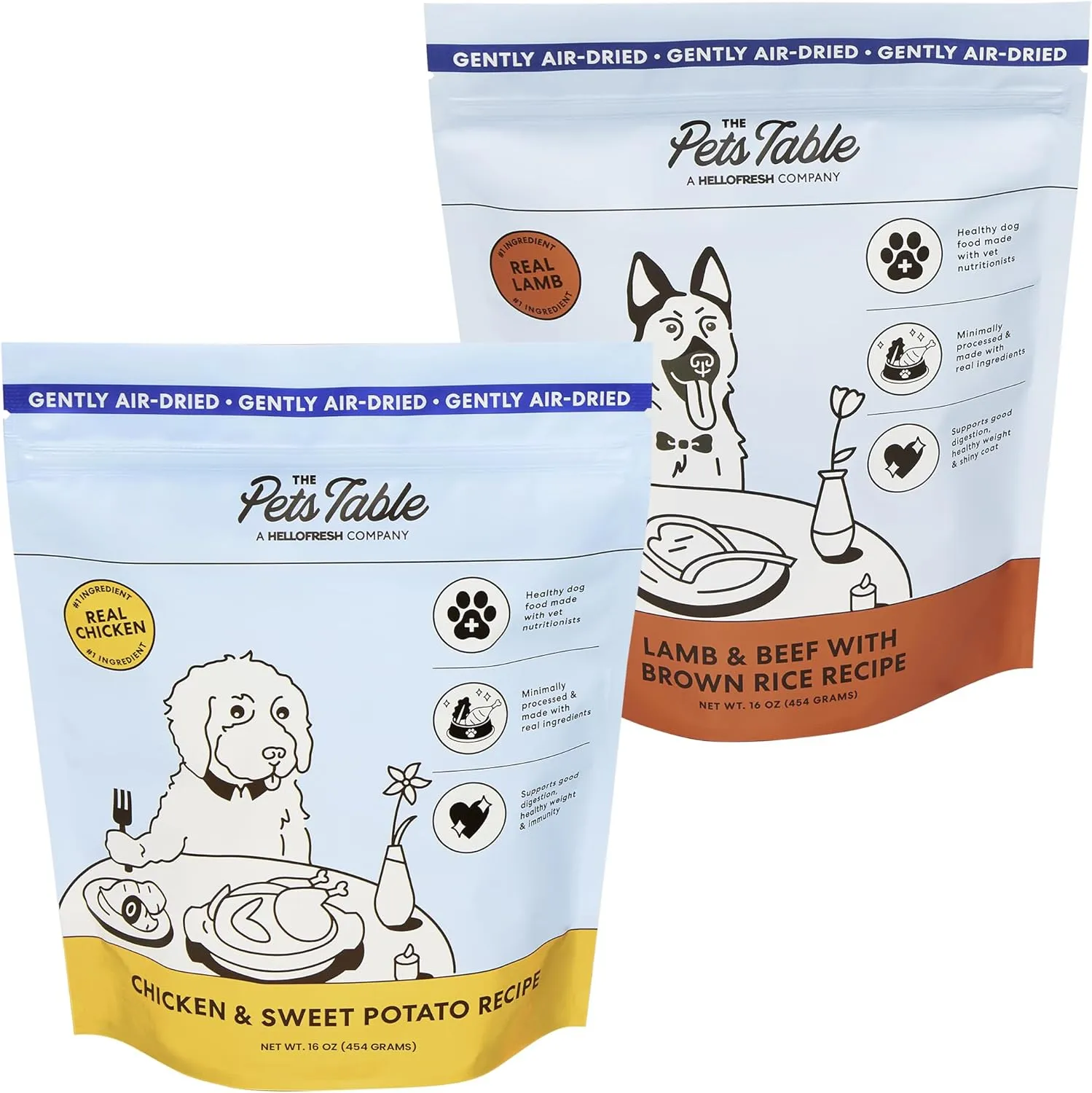 The Pets Table Grain Inclusive Air Dried Dog Food 2 Pack - Chicken & Sweet Potato   Lamb & Beef, 16 Ounce (Pack of 2)