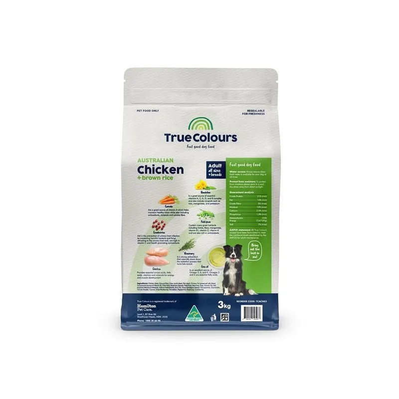 True Colours Adult Chicken & Brown Rice 3kg Food For Dogs