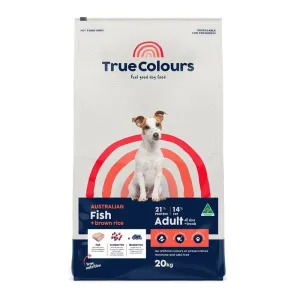 True Colours Adult Fish & Brown Rice 20kg Food For Dogs * Store Pick Up Or Local Delivery Only *