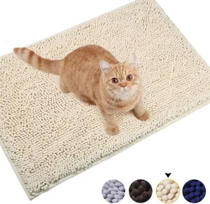 VIVAGLORY Cat Litter Mat, Litter Trapping Mat, 31" 20" Cat Kitty Litter Rug with Waterproof Back, Super Soft for Cat's Paws, Machine Washable, Beige