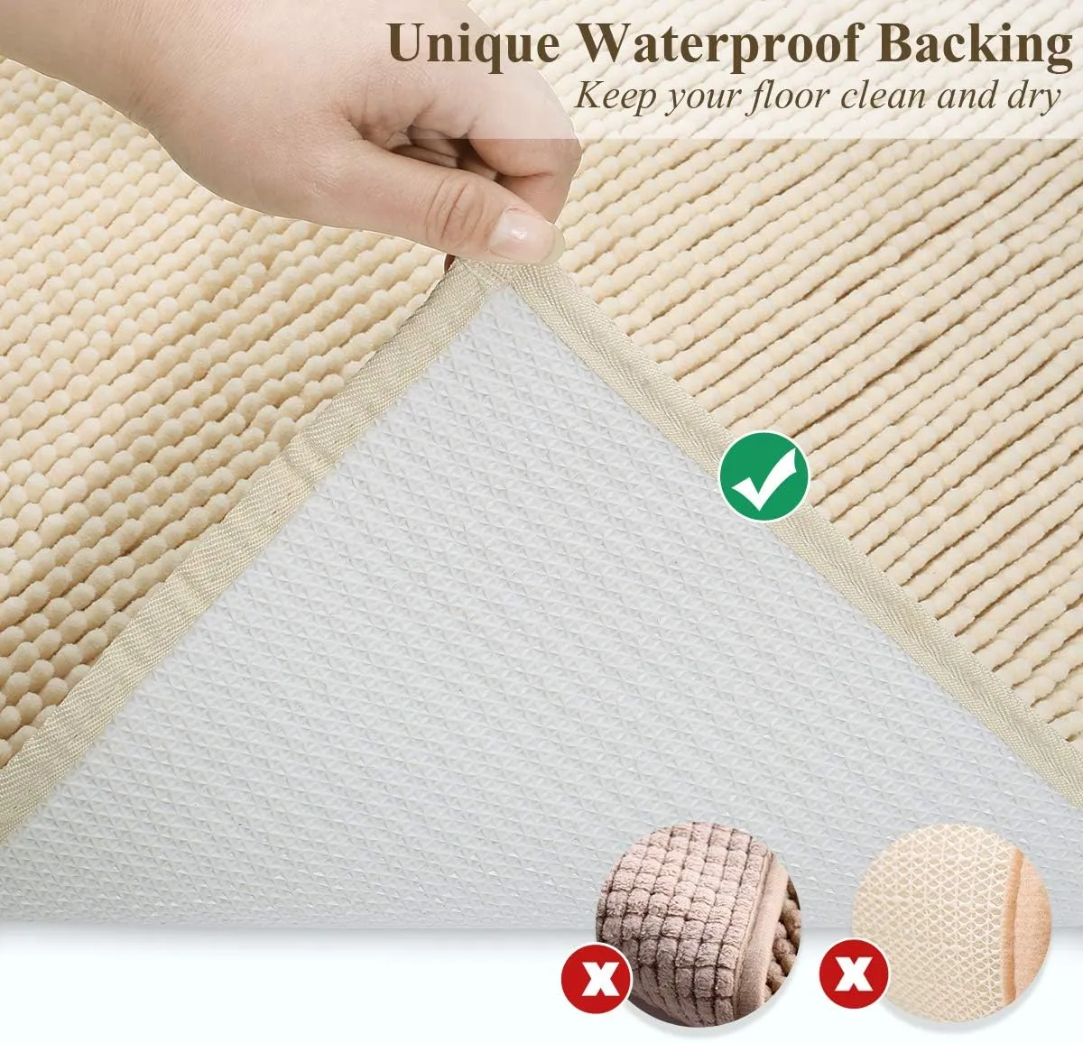 VIVAGLORY Cat Litter Mat, Litter Trapping Mat, 31" 20" Cat Kitty Litter Rug with Waterproof Back, Super Soft for Cat's Paws, Machine Washable, Beige