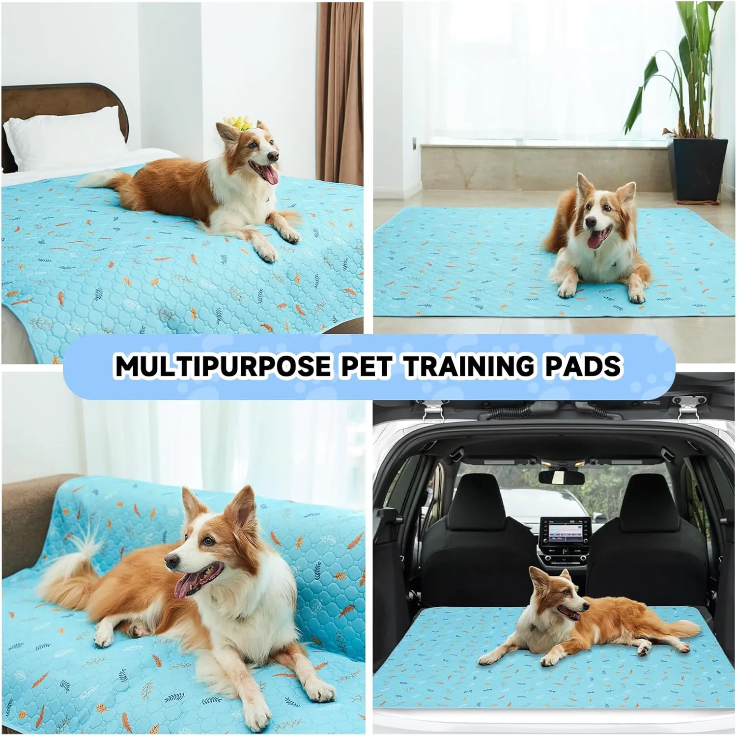 Washable Pee Pads for Dogs, 2-Pack Reusable Puppy Pads, Waterproof Non-Slip Wee Wee Pad, Absorbent and Leakproof Training Mats for Potty, Crate, Playpen, Bed, Sofa, 18"x 24"