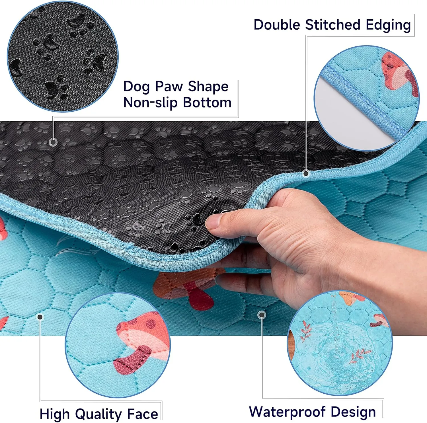 Washable Pee Pads for Dogs, 2-Pack Reusable Puppy Pads, Waterproof Non-Slip Wee Wee Pad, Absorbent and Leakproof Training Mats for Potty, Crate, Playpen, Bed, Sofa, 18"x 24"