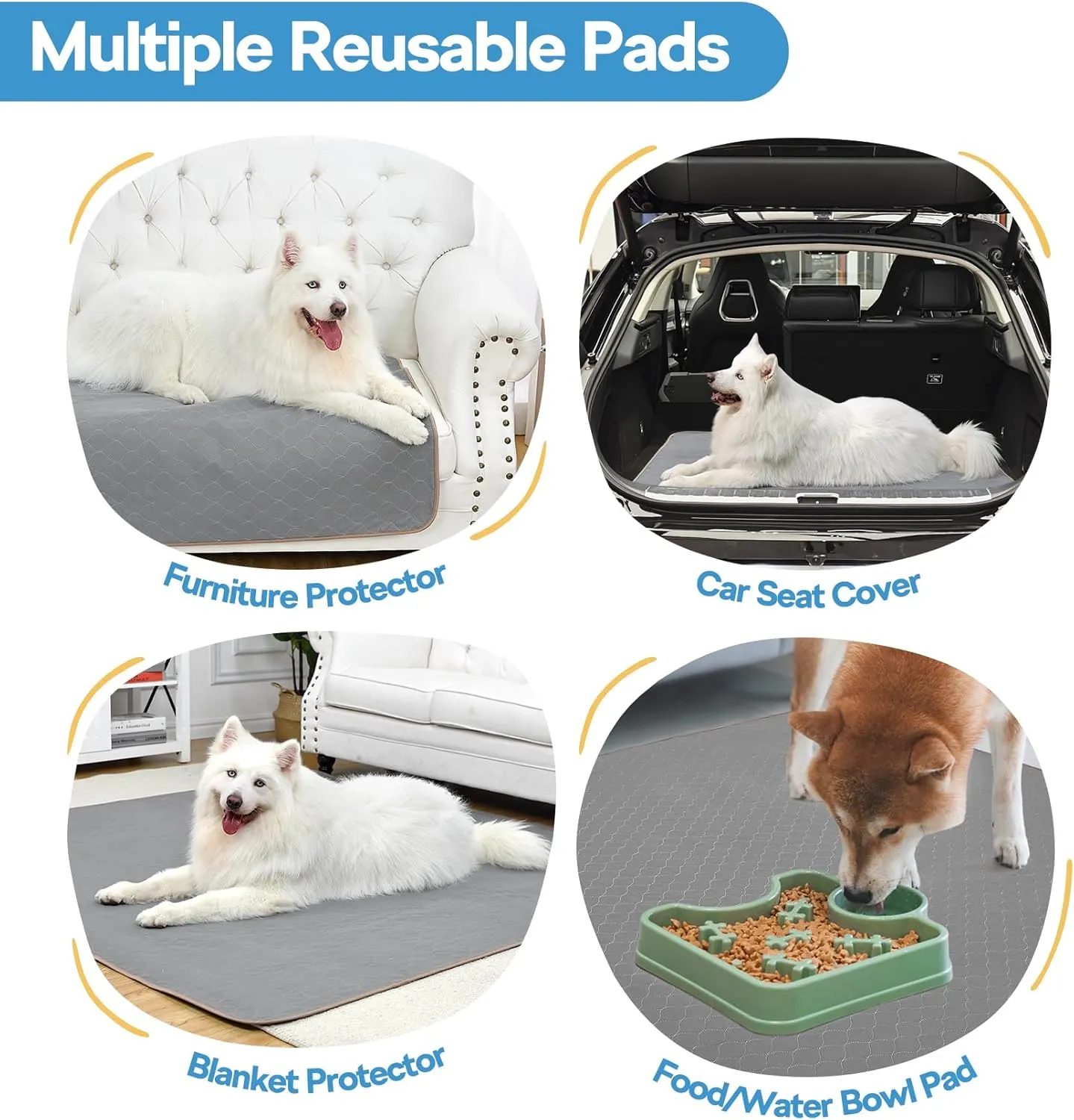 Washable Pee Pads for Dogs, 72*72 Inch- 1 Pack Superior Reusable Puppy Pads Pet Training Pads 100% Waterproof Dog Pee Pad for Dogs, Cats, Bunny & Senior, Dog Mats for Floor Protector
