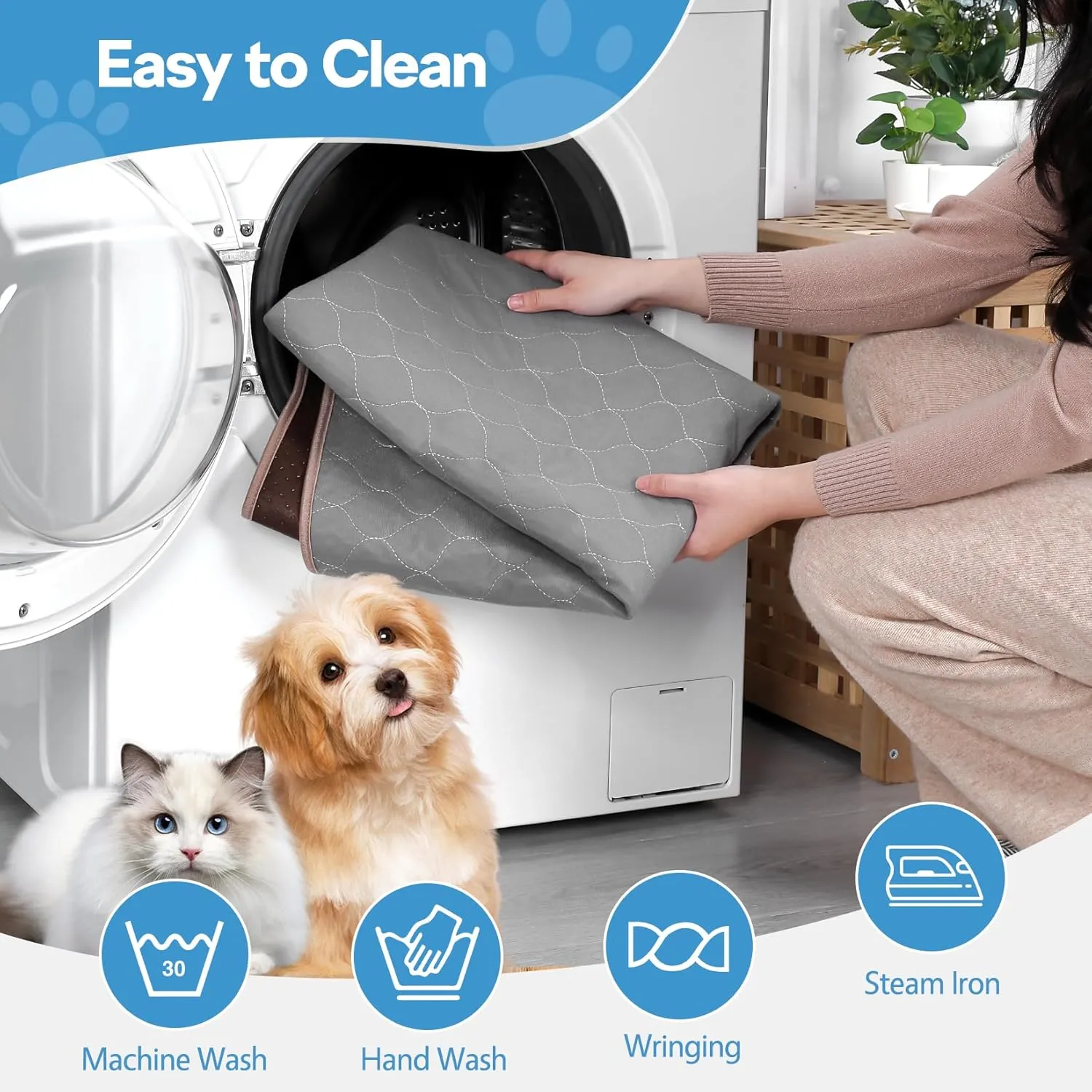 Washable Pee Pads for Dogs, 72*72 Inch- 1 Pack Superior Reusable Puppy Pads Pet Training Pads 100% Waterproof Dog Pee Pad for Dogs, Cats, Bunny & Senior, Dog Mats for Floor Protector