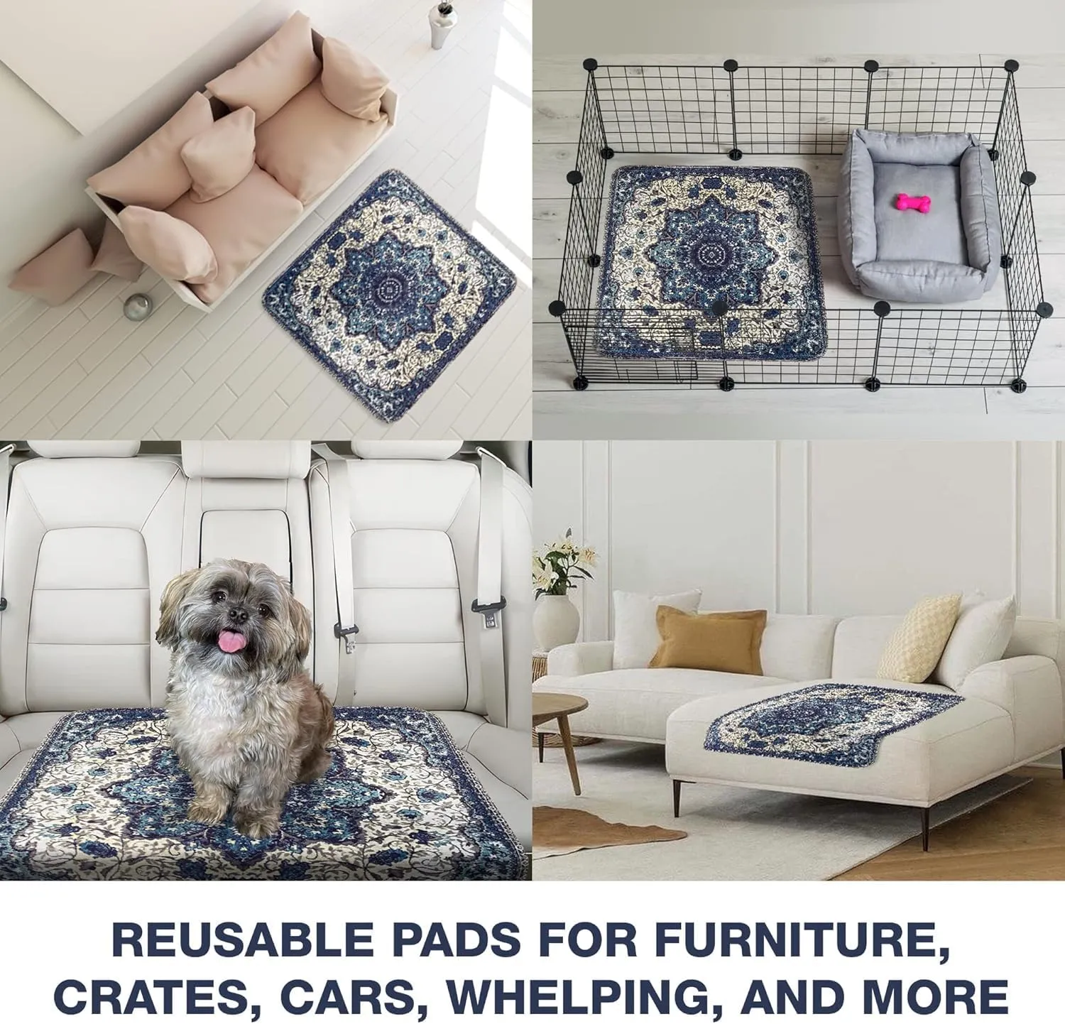Washable Pee Pads for Dogs - Super Absorbent Reusable Puppy Training Pads - 100% Waterproof, Leak-Proof & Non-Slip Whelping Pads for Pet Housebreaking