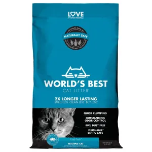 World's Best Cat Litter Blue Bag Multiple Cat Clumping Cat Litter - Lotus Blossom - 14 lb Bag - Case of 3